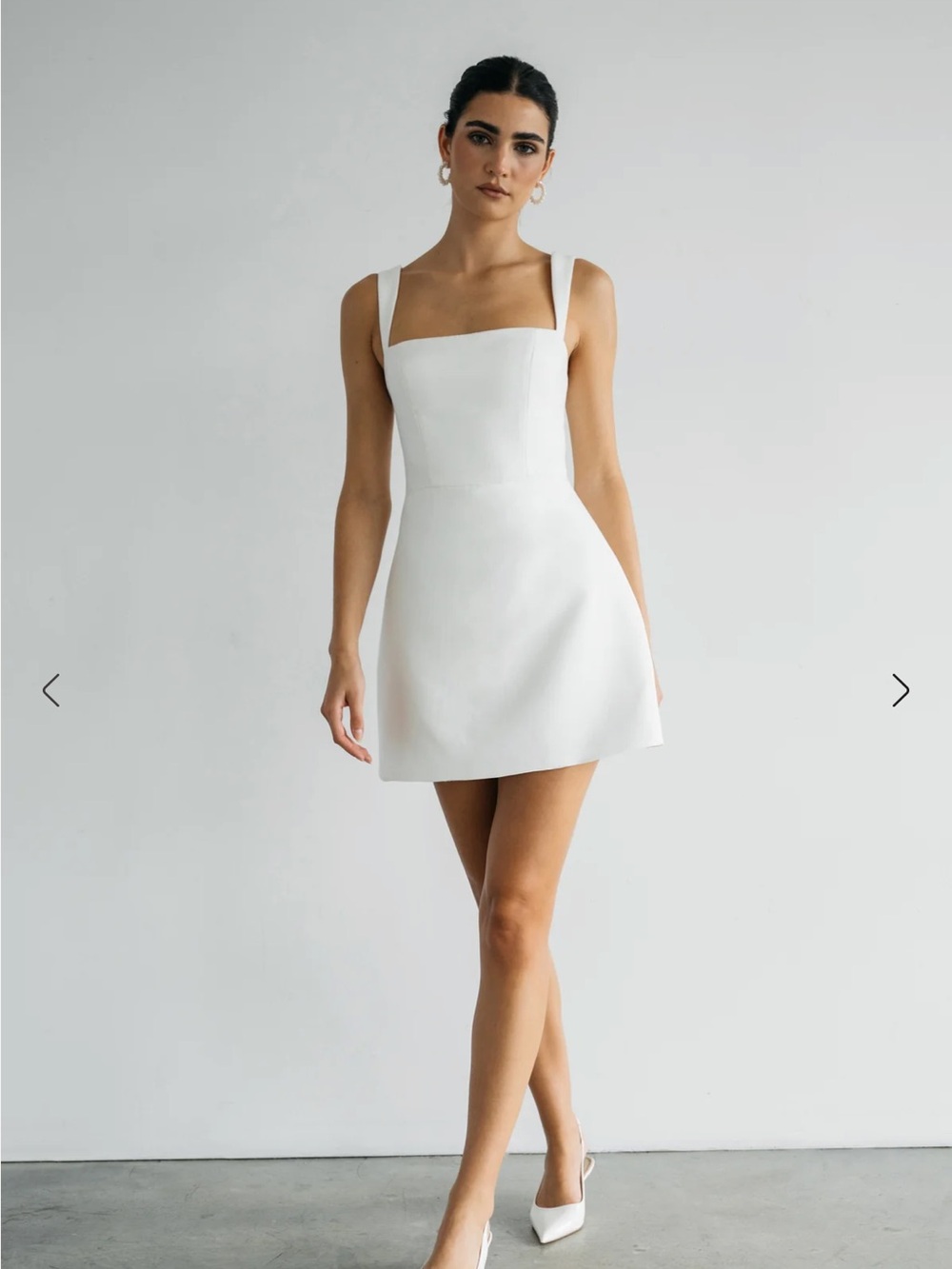 Jenny Yoo White Mini Dress with Square Neck